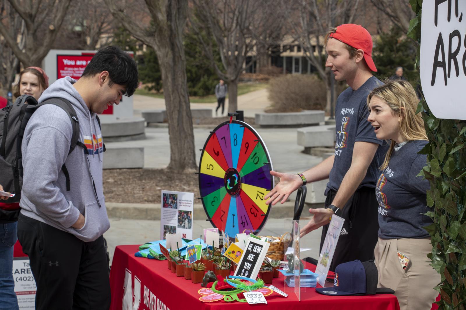 Students chat at tabling event