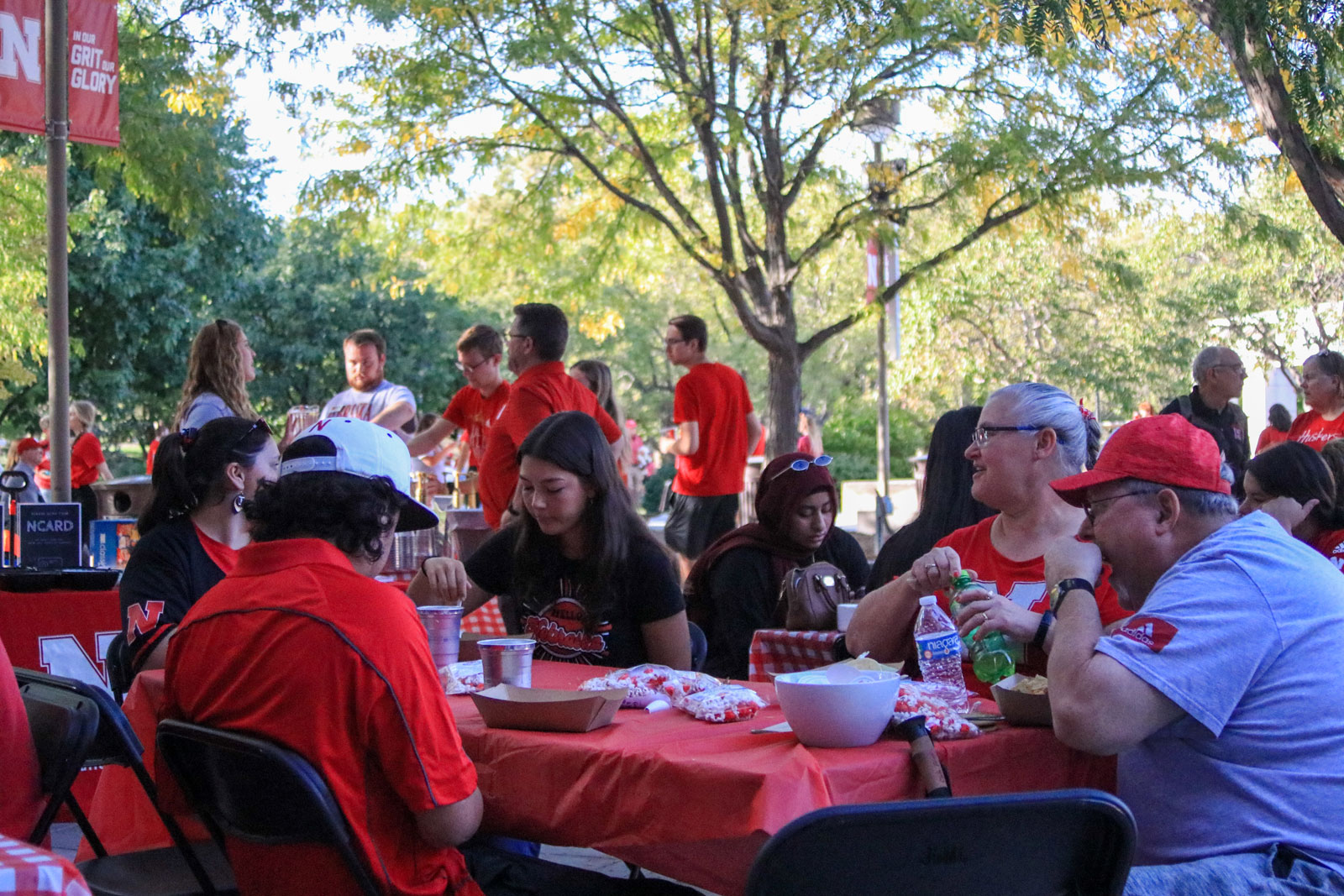 Attendees enjoy tailgate snacks at sober tailgate event